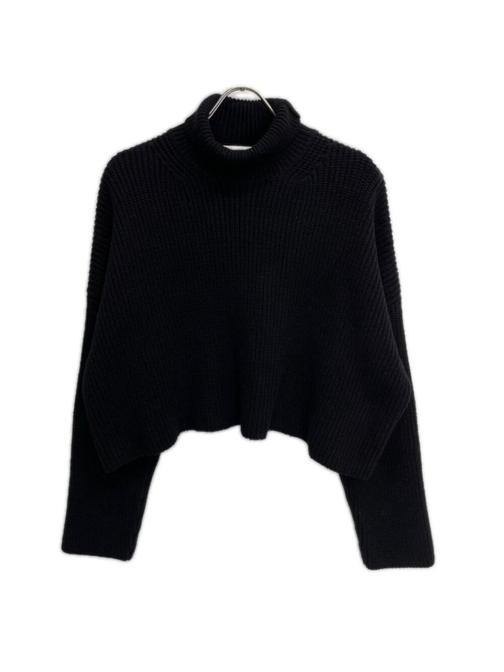 Balenciaga Black Oversized Cropped Turtleneck Knit Sweater XS